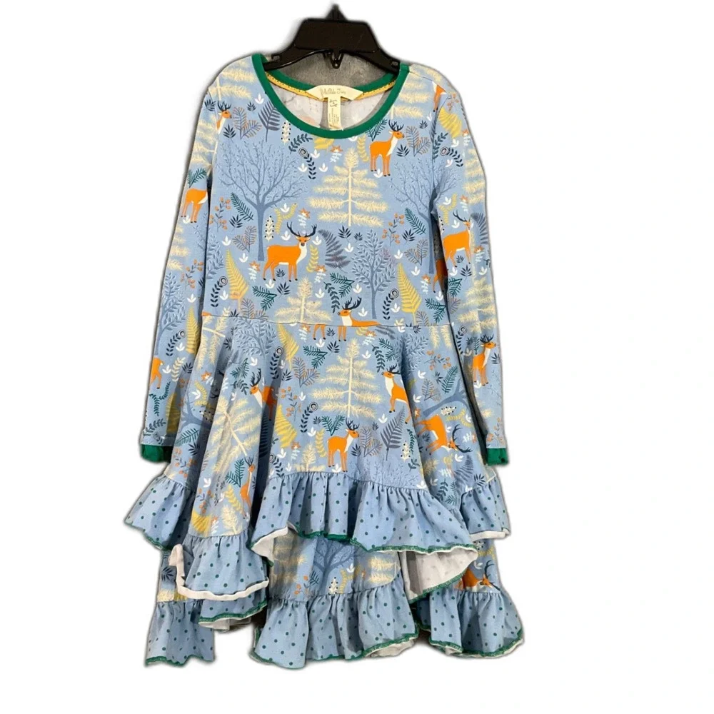 Matilda Jane Neck of the woods tiered ruffle Dress Girls Size 4 Blue